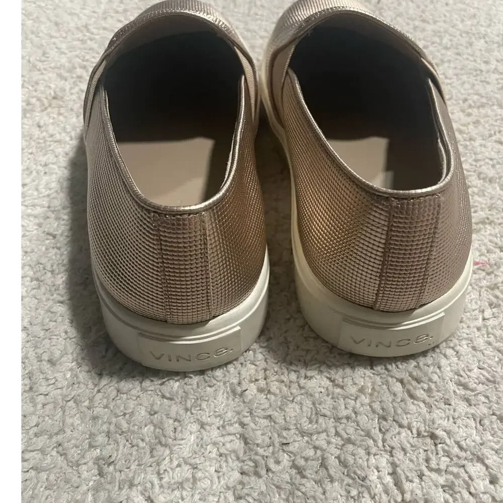 Vince Blair 5 Slip On Shoes Perforated Metallic Womens Size 6.5 Taupe MSRP $195